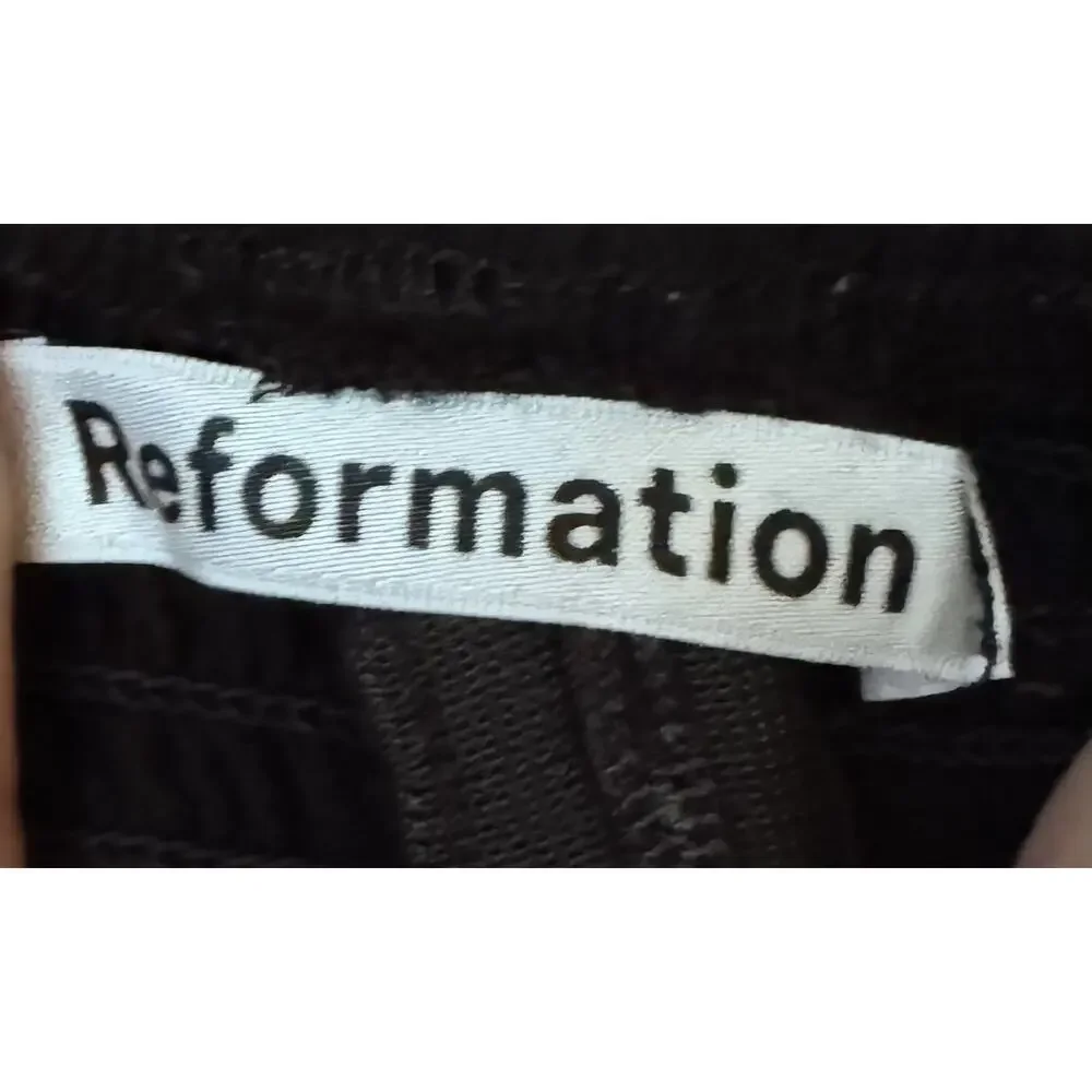 Reformation Delevan Puff Sleeve Crepe Top Black Women's Size 2